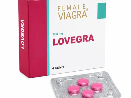Lovegra 100mg Female Viagra packaging with blister pack containing sildenafil tablets for women's sexual health treatment in Australia.