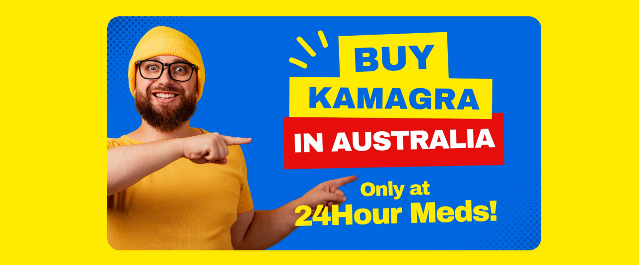 Man with sign buy Kamagra Australia