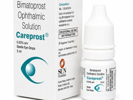 Careprost 3ml eye drops containing Bimatoprost 0.03% with bottle and packaging for Australian customers.
