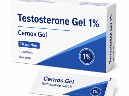 Cernos Gel 1 percent transdermal testosterone replacement therapy sachet box available at 24 Hour Meds Australia